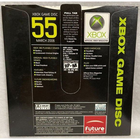 Xbox Demo Disc #55, March 2006, Quake 4, Condemned, Black, Total Overdose - Picture 2 of 5